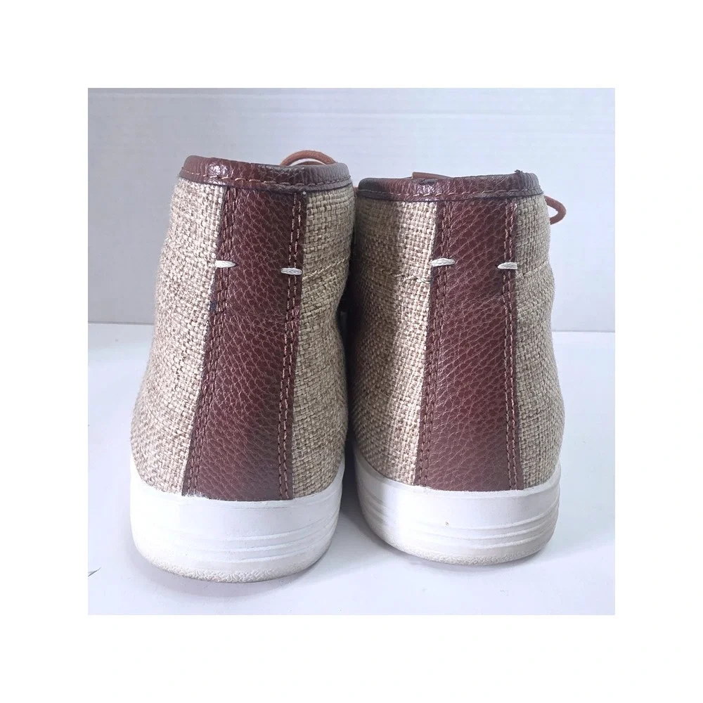Ben Sherman Vance Brown Leather Burlap Mixed Media Chukka Boots Mid Top 9.5